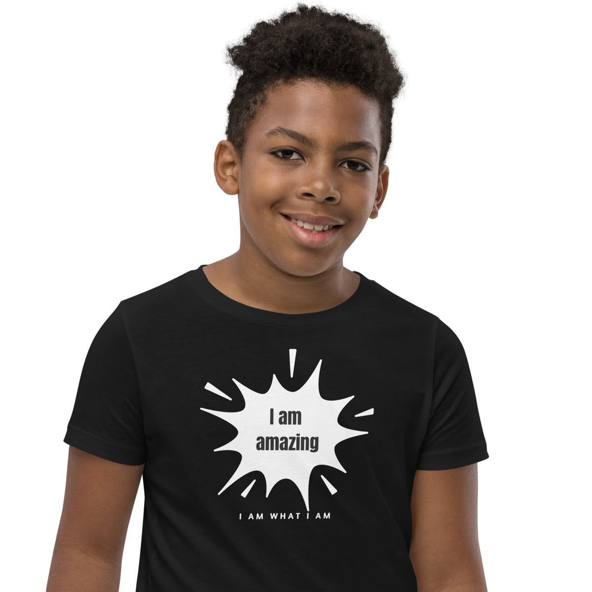 i am amazing youth tee black