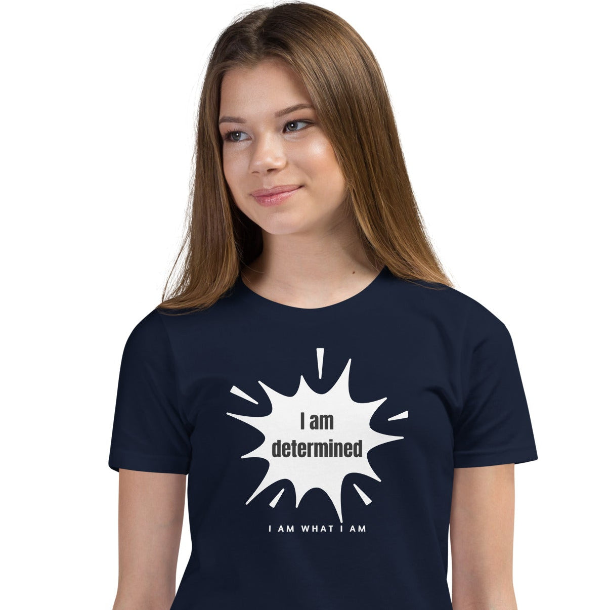 i am determined youth tee navy