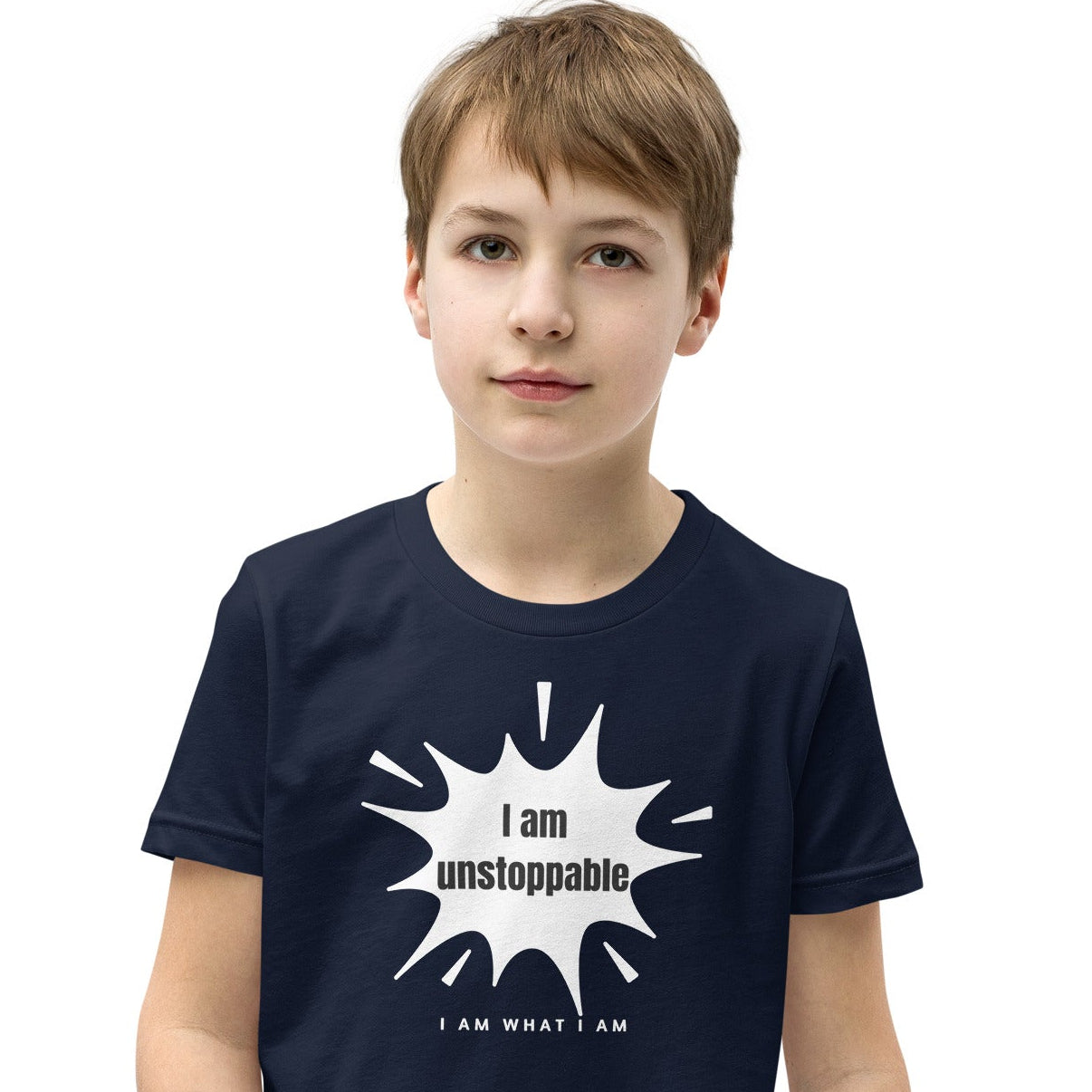 i am unstoppable youth tee navy