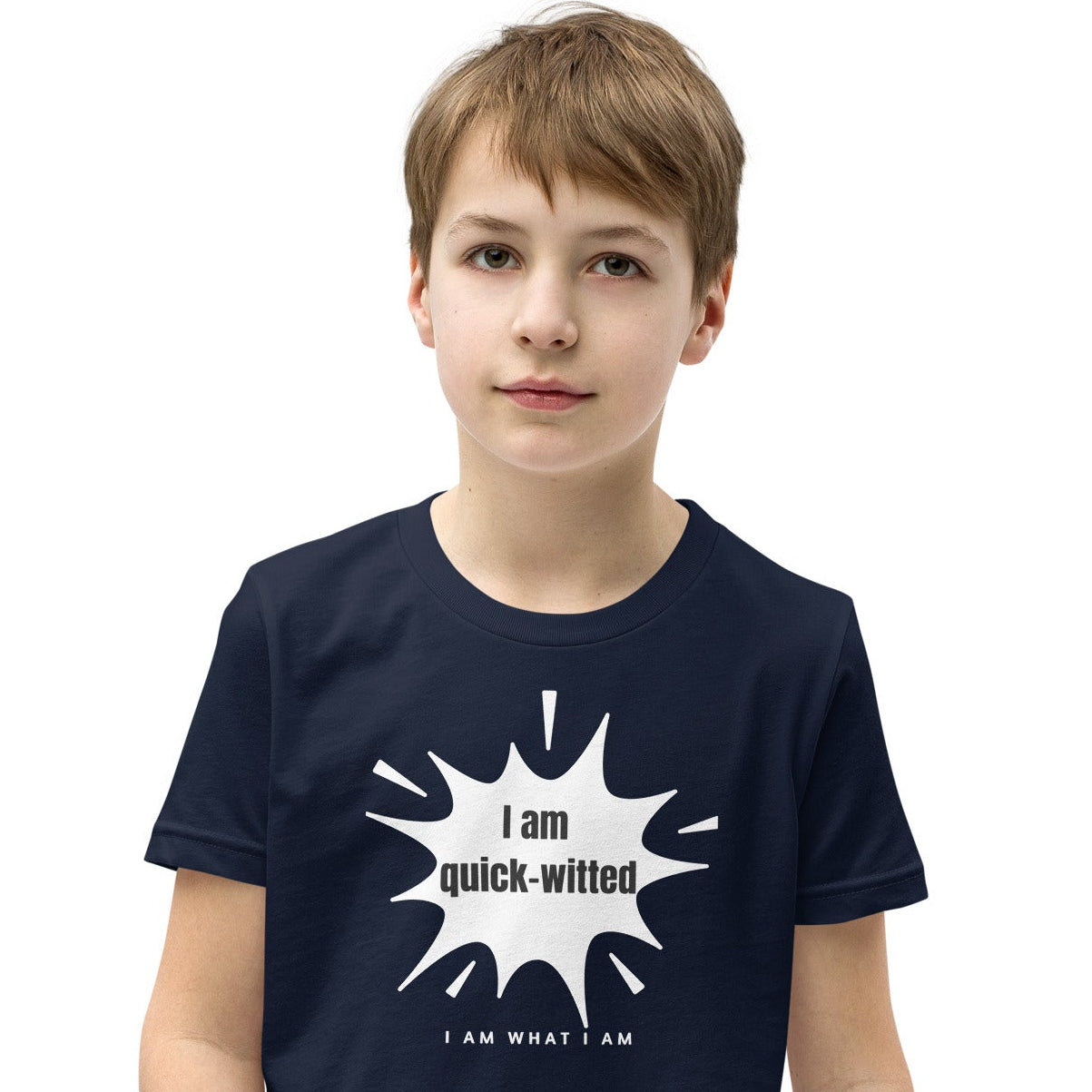 i am quick-witted youth tee navy