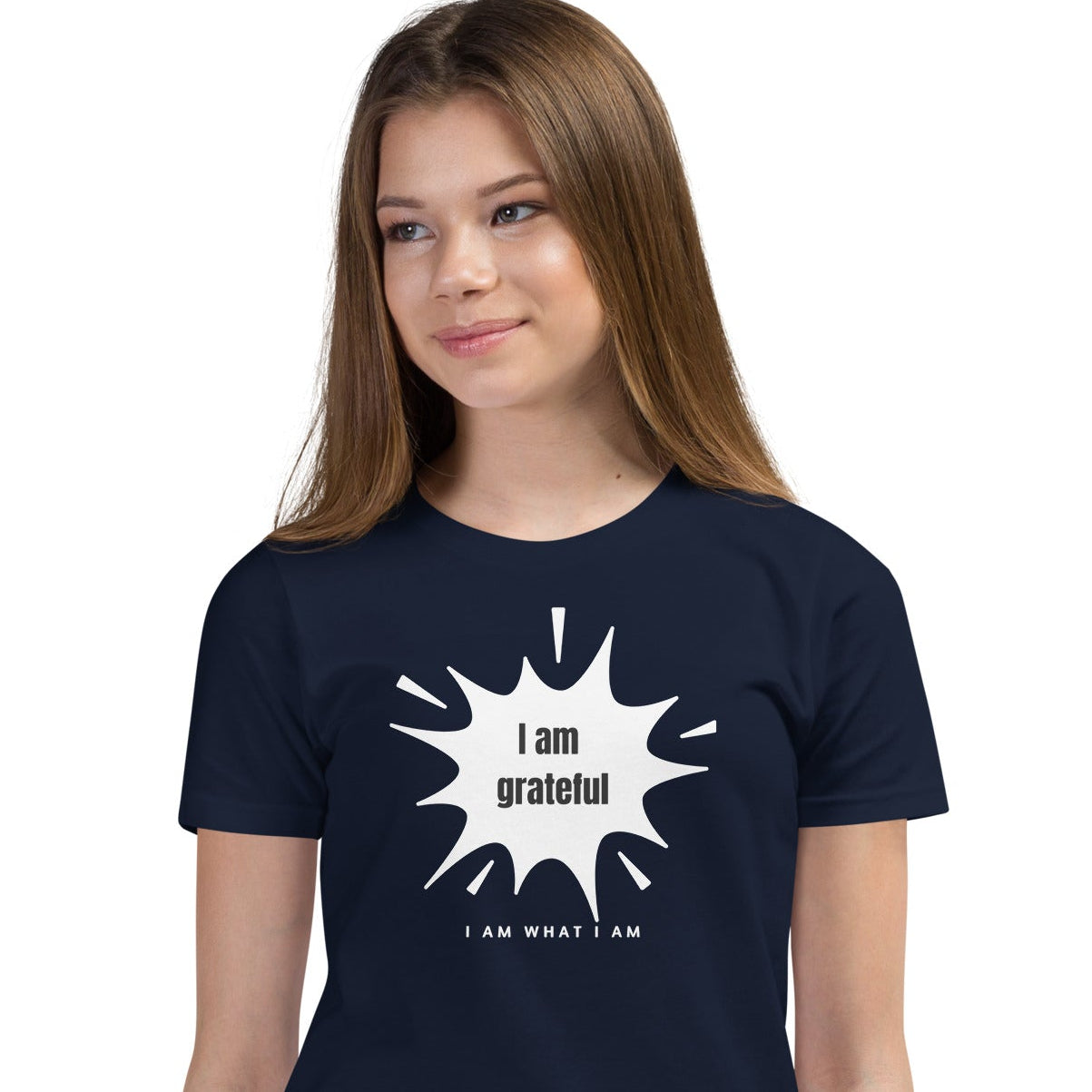 i am grateful youth tee navy