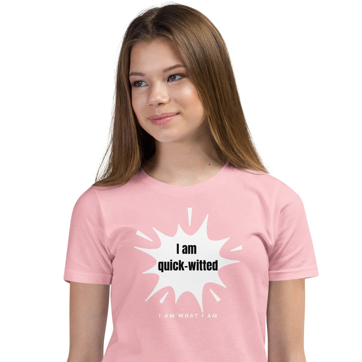 i am quick-witted youth tee pink