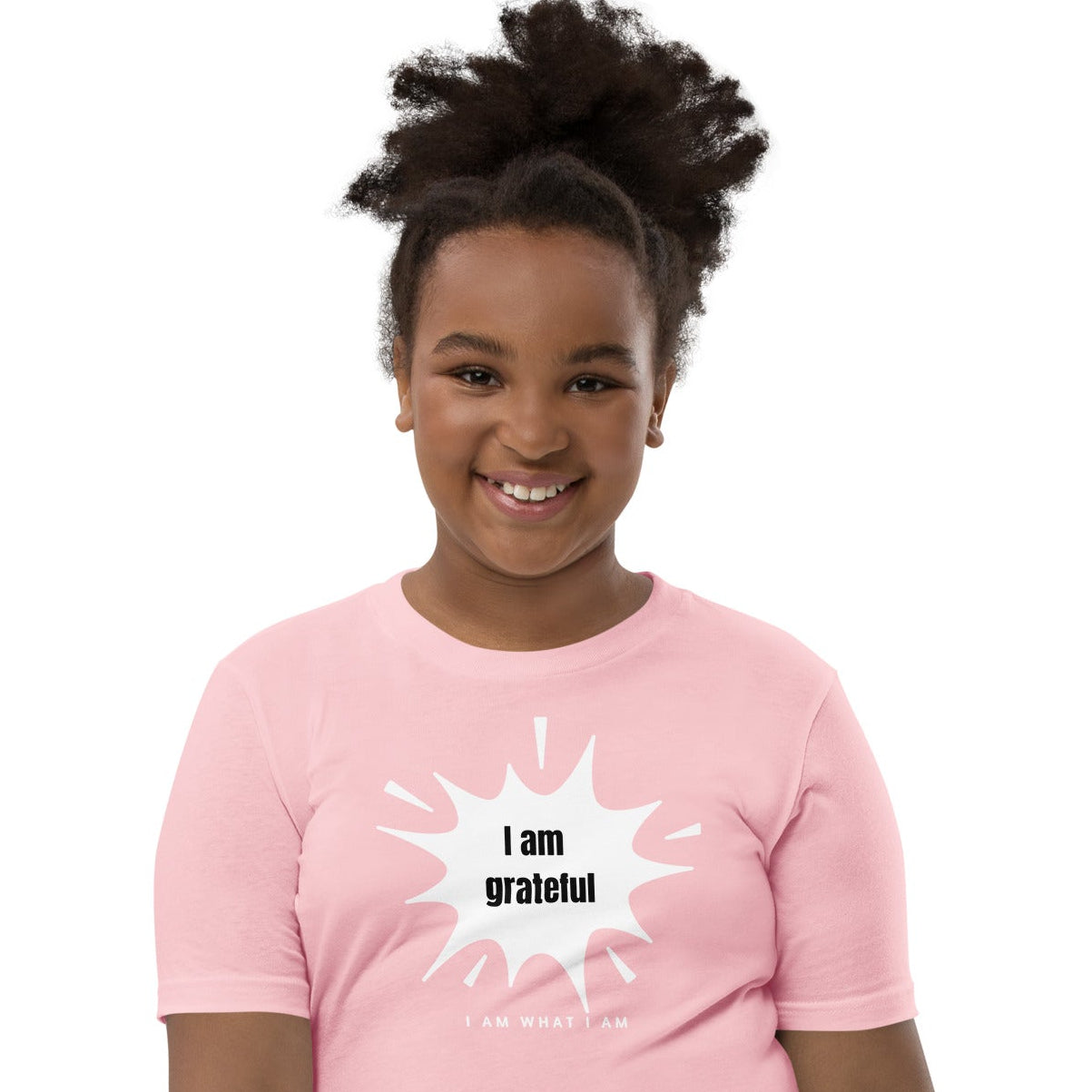 i am grateful youth tee pink