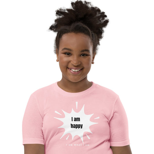 i am happy youth tee pink