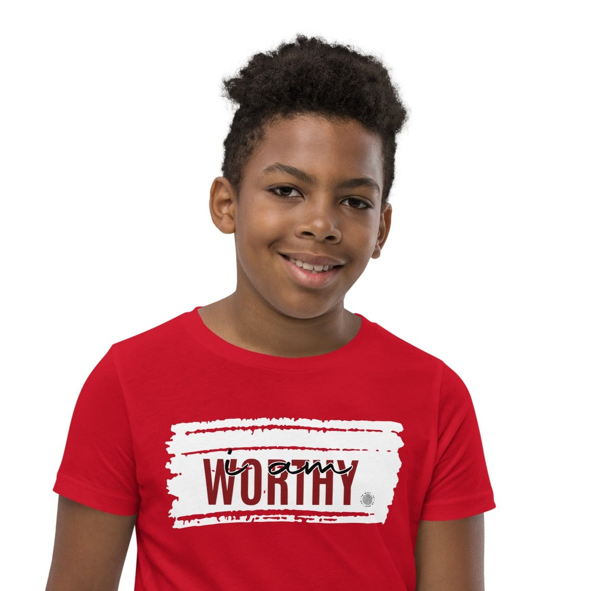 I Am Worthy Youth T-Shirt red