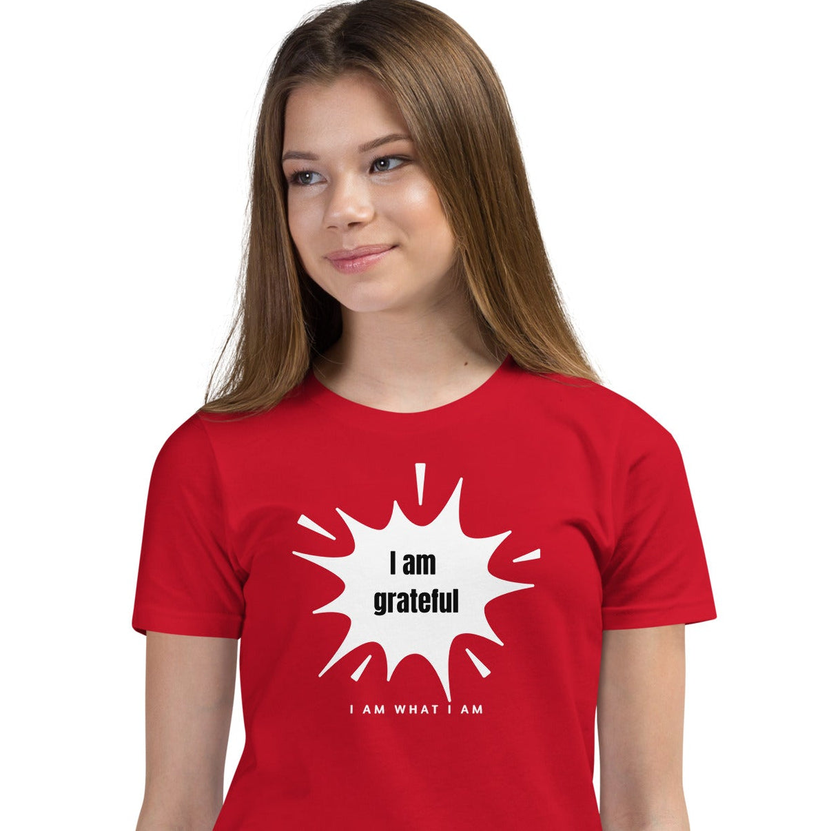 i am grateful youth tee red