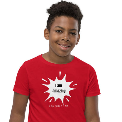i am amazing youth tee red